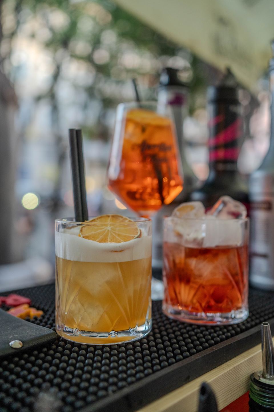 Cocktails on the bar of Bistro Corso